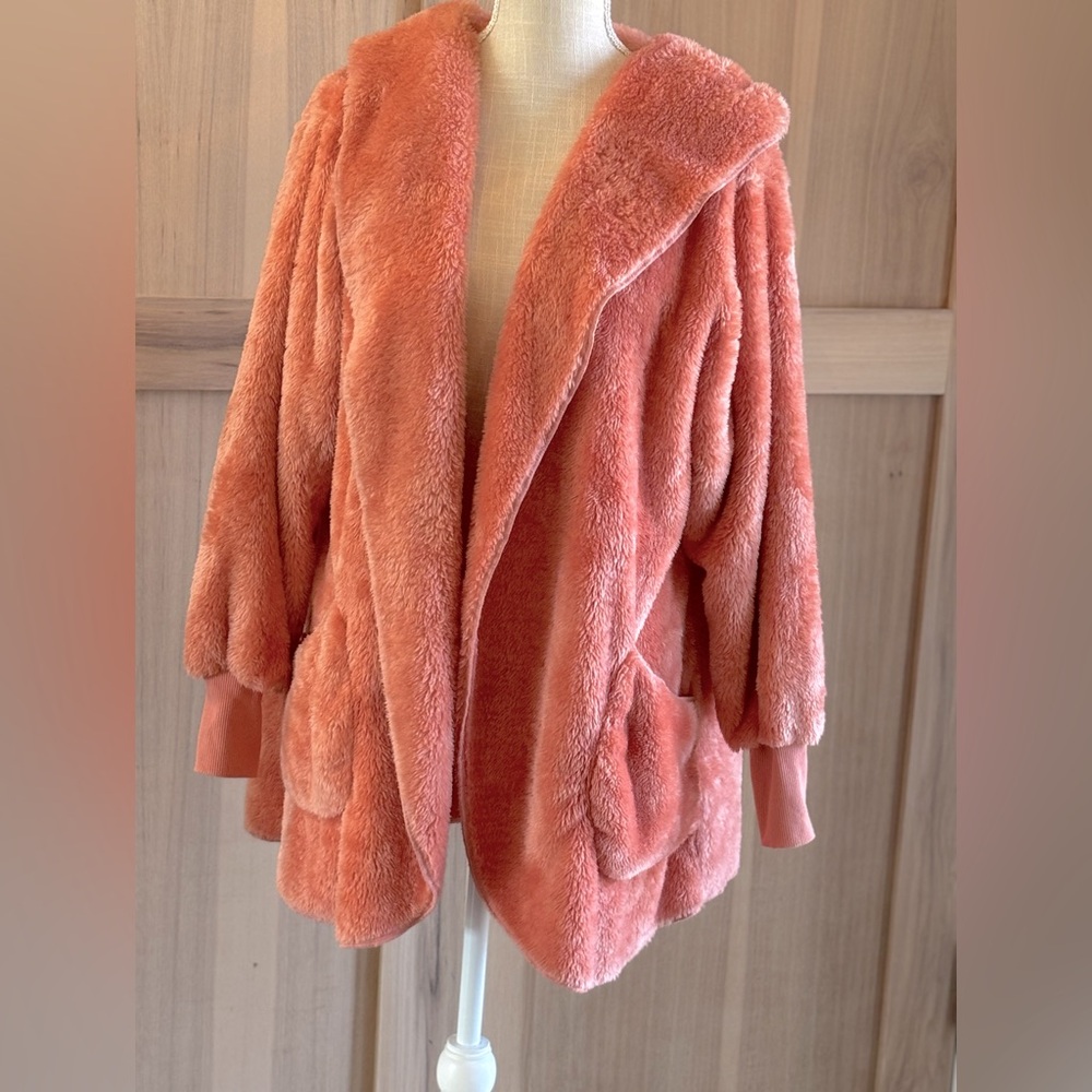Zenana Coral Teddy Hooded Jacket. Long Sleeve | Fleece Women’s Sz-S EUC Cozy - Picture 3 of 10
